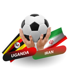 Soccer football competition match, national teams uganda vs iran