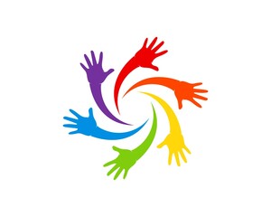 Sticker - Abstract circular hand care with rainbow colors