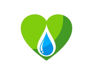 Poster - Green love shape with water drop inside