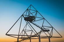 Low Angle View Of The Tetraeder In Bottrop, Germany Against The Evening Sky