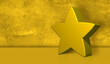 3D Golden Star in Gold background with copy space. Business Rewards,  Recognition and Employee satisfaction  concept 
