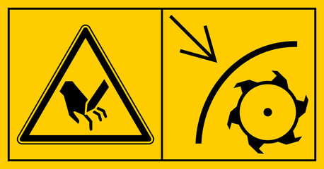 cmssn87 CombinationMachineSafetySignNew cmssn - mssn8mssn74h horizontal - Maschinenkennzeichnung ISO 11684 . Schutzeinrichtung zum Schleifen der Messer in Schutzstellung bringen . g10956