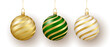 © Ольга Зуевская - Christmas and New Year decor. Set of gold, white and green ornament balls on ribbon.