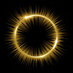 Wall Mural - gold ring, glow circle with golden light effect, glowing magic portal of round shape