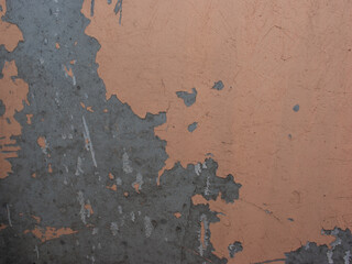 Fragment of old abandoned damaged tumbledown torn wall with cracks. Copyspace.