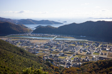 Wall Mural - 日本の兵庫県赤穂市の雄鷹台山の美しい秋の風景