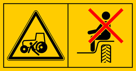 cmssn103 CombinationMachineSafetySignNew cmssn - mssn44mssn42h horizontal - Das Befördern von Personen ist nur zulässig, wenn Beifahrersitz vorhanden und Sicht des Fahrers nicht beeinträchtigt g10972