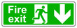 Fire exit down keep clear of obstructions sign
