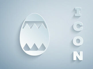 Poster - Paper cut Easter egg icon isolated on grey background. Happy Easter. Paper art style. Vector