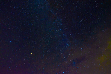 Wall Mural - Astrophotography of a dark blue starry sky with many stars, nebulae and galaxies