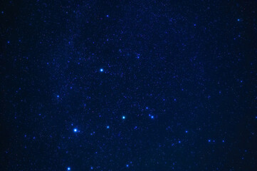 Wall Mural - constellation of Orion on the background of a blue starry sky. Astrophotography of stars, galaxies and nebulae at night