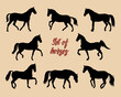 a set of silhouettes of  seamless background, pattern for decoration, equestrian 