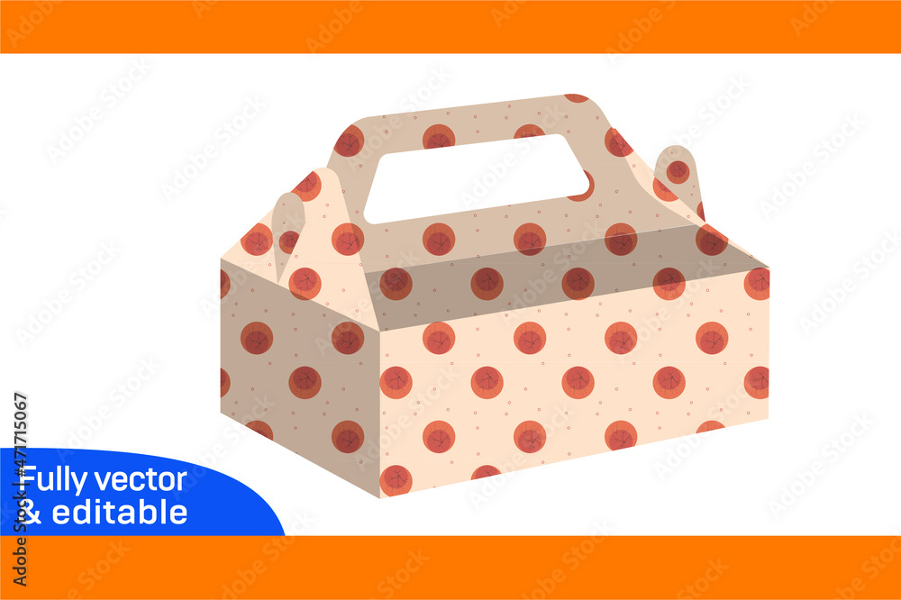 Cake box template or cake box dieline template and packaging design 3D ...