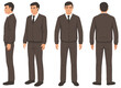 fashion man isolated, front, back and side view, vector illustration