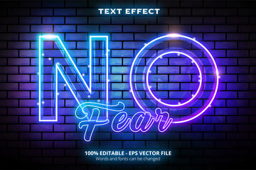 Wall Mural - Neon style, editable text effect, No Fear text, wall background
