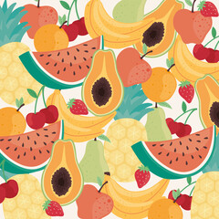 Poster - pattern of tropical fruits