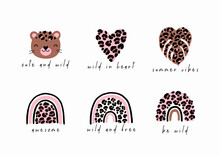Abstract Leopard Print. Wild Leopard - Vector Print. Hand Drawn Lettering Quote