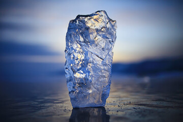 piece of ice baikal on ice, nature winter season crystal water transparent outdoor