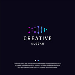 Fish tech gradient logo icon design template flat vector