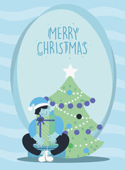 Sticker - merry christmas motif card