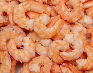 Sticker - Peeled red shrimp meat as background.