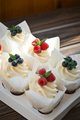 Wall Mural - Six cream cake cones with berries 3301.