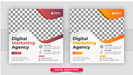 Wall Mural - Digital marketing agency flyer or social media post template