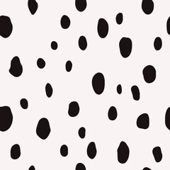 Poster - Black blots, or spots. Vector with seamless spots repeating all over the canvas.