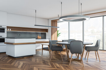 Grey and white kitchen space