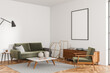 © ImageFlow - Corner view of white and green living room with canvas