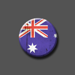 Wall Mural - Australia flag. Round badge. Isolated on a gray background. 3D illustration. Signs and Symbols.