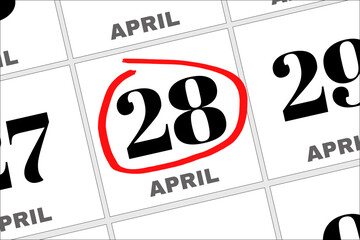 April 28 written on a calendar to remind you an important appointment.