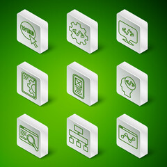 Set line Website statistic, Site map, and graphic design, UI or UX, development, Front end, and icon. Vector