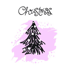 Wall Mural - Christmas tree greeting card. Vector illustration