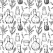 © Kseniia - Hand drawn seasoning seamless pattern. Vector illustration in sketch style