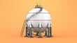 © Filipp - Large industrial spherical Oil tank on an orange background. Gas storage tank. 3d render