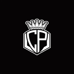 Wall Mural - CP Logo monogram with luxury emblem shape and crown design template