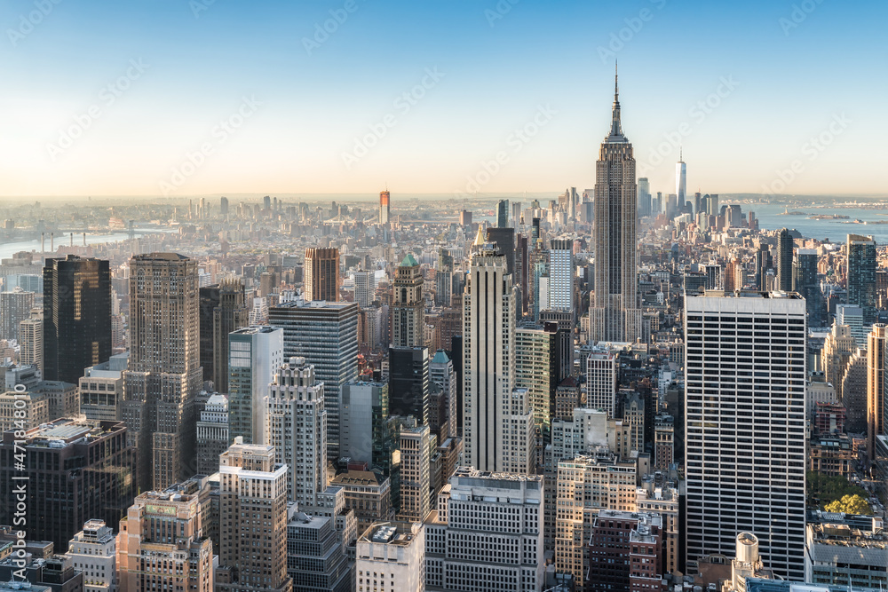 Manhattan skyline at sunrise, New York City, USA Stock Photo | Adobe Stock