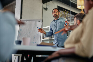 A business executive making a presentation of his proposal.