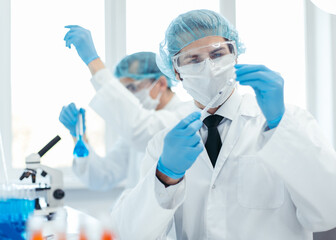 Wall Mural - background image of a laboratory assistant in a medical laboratory