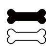 Dog bone vector icon. Cartoon icon with black dog bone on white background. Isolated vector illustration.