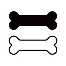 Dog Bone Vector Icon. Cartoon Icon With Black Dog Bone On White Background. Isolated Vector Illustration.