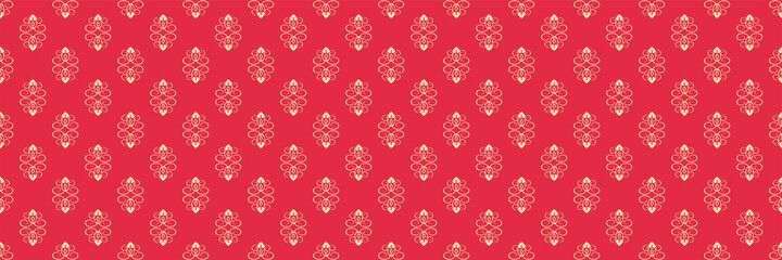 Wall Mural - Beautiful background image with decorative ornament on a red background for your design projects, seamless pattern, wallpaper textures with flat design. Vector illustration