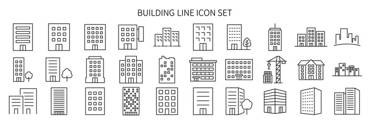 Wall Mural - Simple black and white building icon set