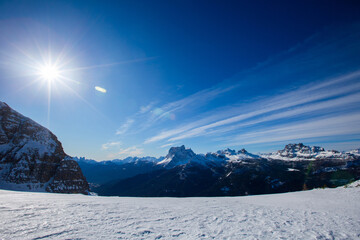 Dolomities winter mountains ski resort