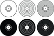 Vinyl Record Clipart Set - Outline and Silhouette
