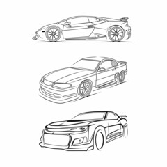 Wall Mural - car sport line art