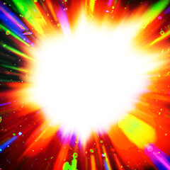 Wall Mural - colourful starburst explosion border with white copyspace centre. the elements of this image furnish