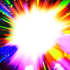 Wall Mural - colourful starburst explosion border with white copyspace centre. the elements of this image furnish