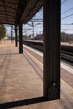 Railroad Station And Iron Canopy To Protect Travelers And Wait For The Train.
